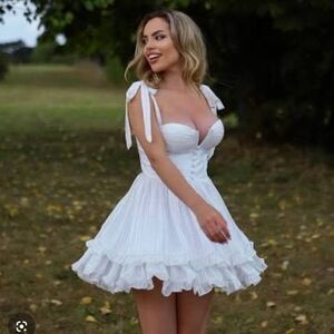 Adeirlina Fragrant Jasmine white Mini Bustier Corset Party Dress Size S
